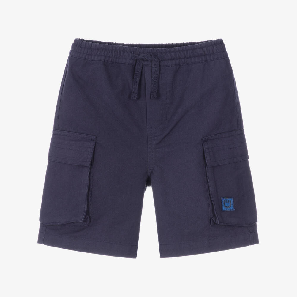 Joyday-Boys Navy Blue Cotton Shorts with Cargo Pockets | Childrensalon