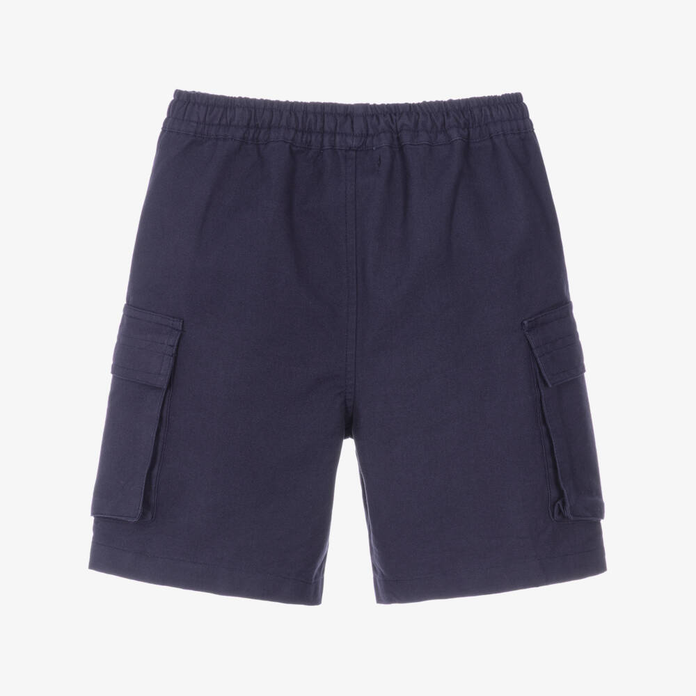 Joyday-Boys Navy Blue Cotton Shorts with Cargo Pockets | Childrensalon