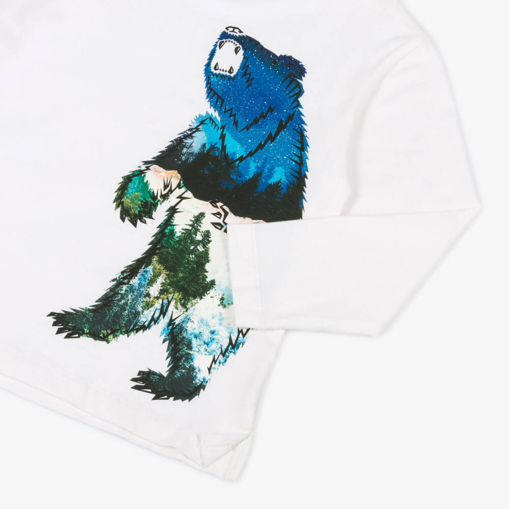 Joyday-Boys White Cotton Bear Print Top | Childrensalon