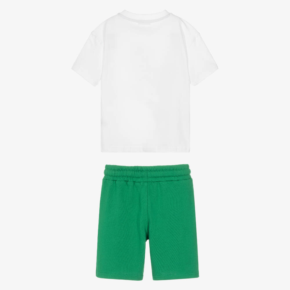 Joyday-Boys White & Green Eagle Graphic Short Set | Childrensalon
