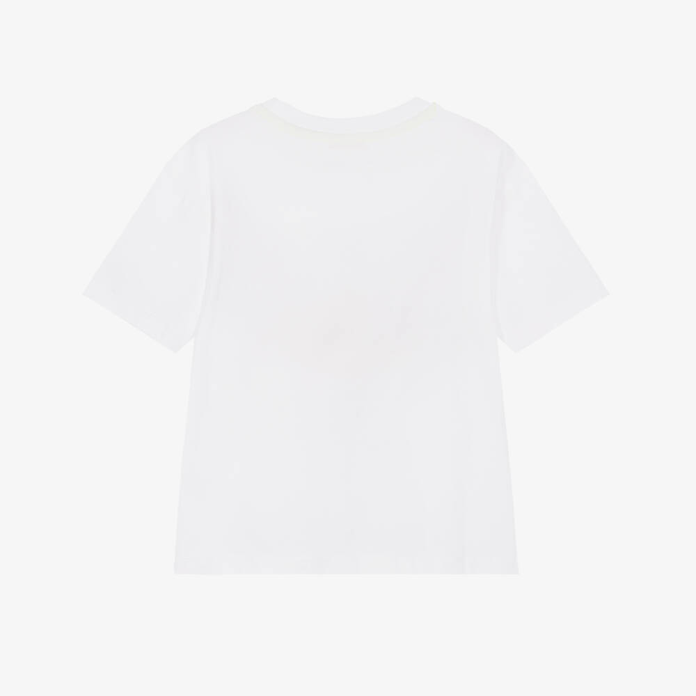 Joyday-Boys White Organic Cotton Abstract Tiger Print T-Shirt | Childrensalon
