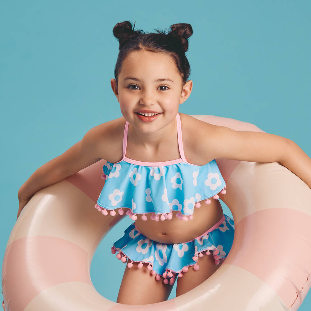 Joyday-Girls Blue Flower Bikini (UPF50+) | Childrensalon