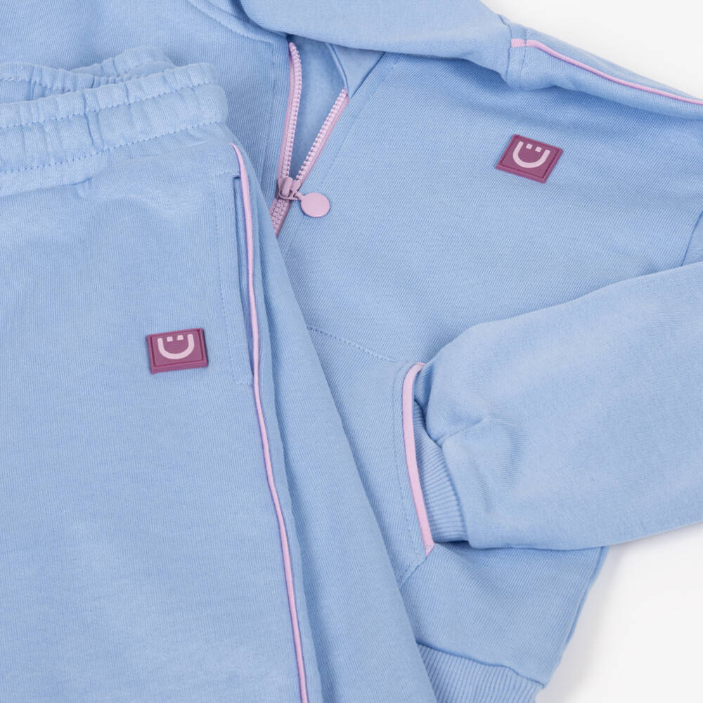 Joyday-Girls Blue Organic Cotton Zip-Up Tracksuit | Childrensalon