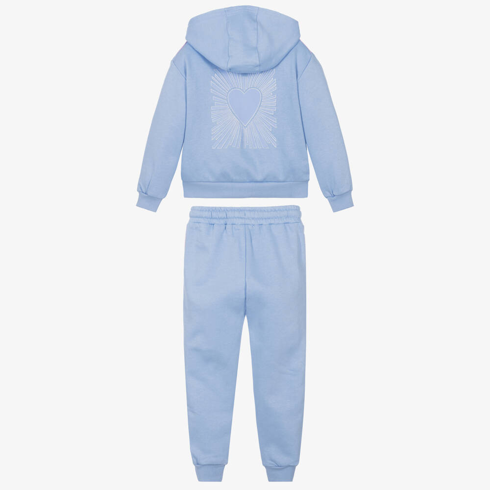 Joyday-Girls Blue Organic Cotton Zip-Up Tracksuit | Childrensalon