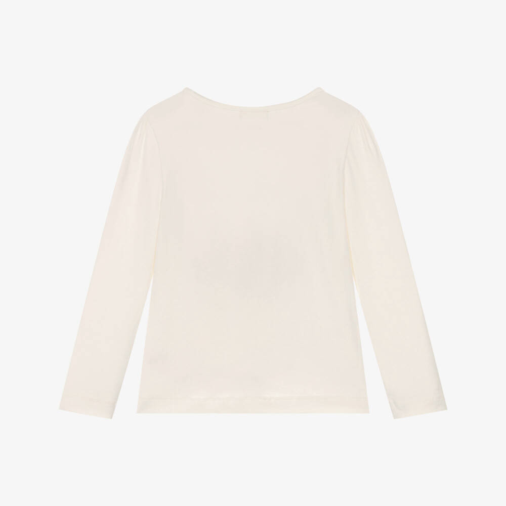 Joyday-Girls Ivory Cotton Handbag Print Top | Childrensalon