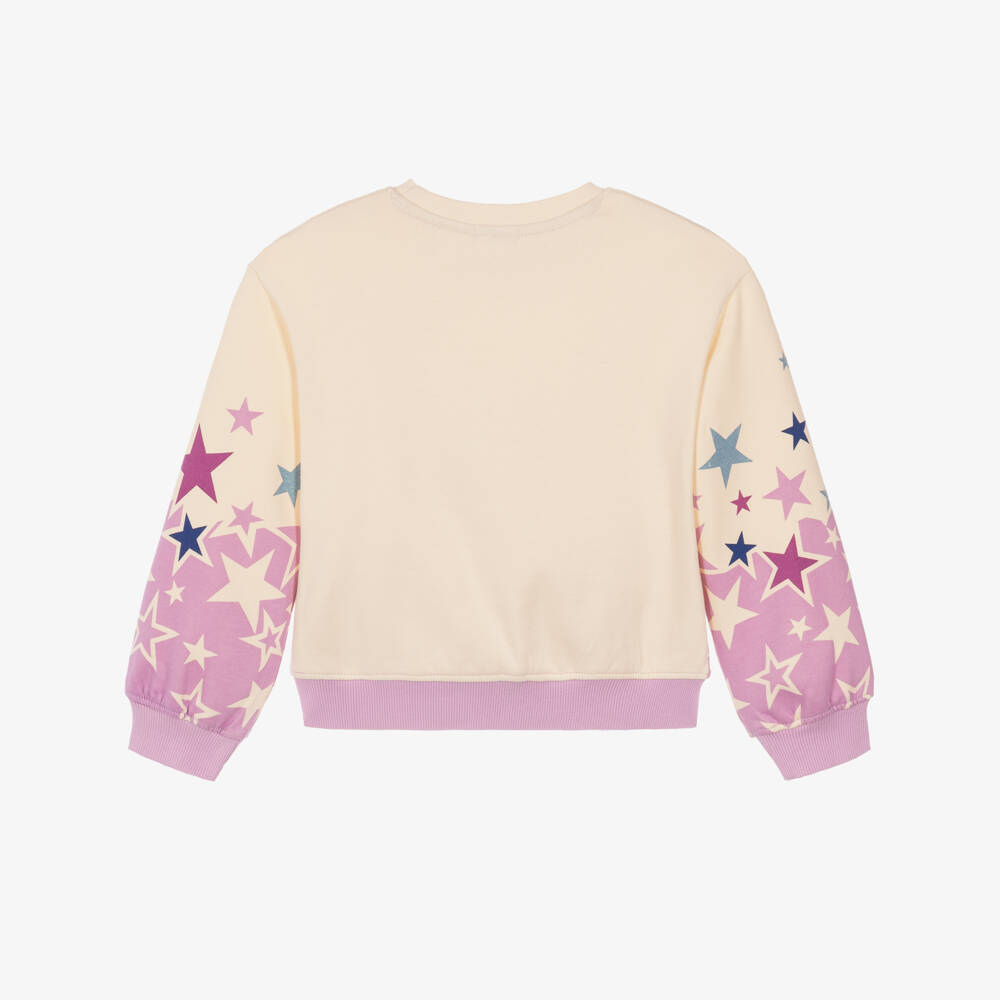 Joyday-Girls Ivory & Purple Star Print Sweatshirt | Childrensalon