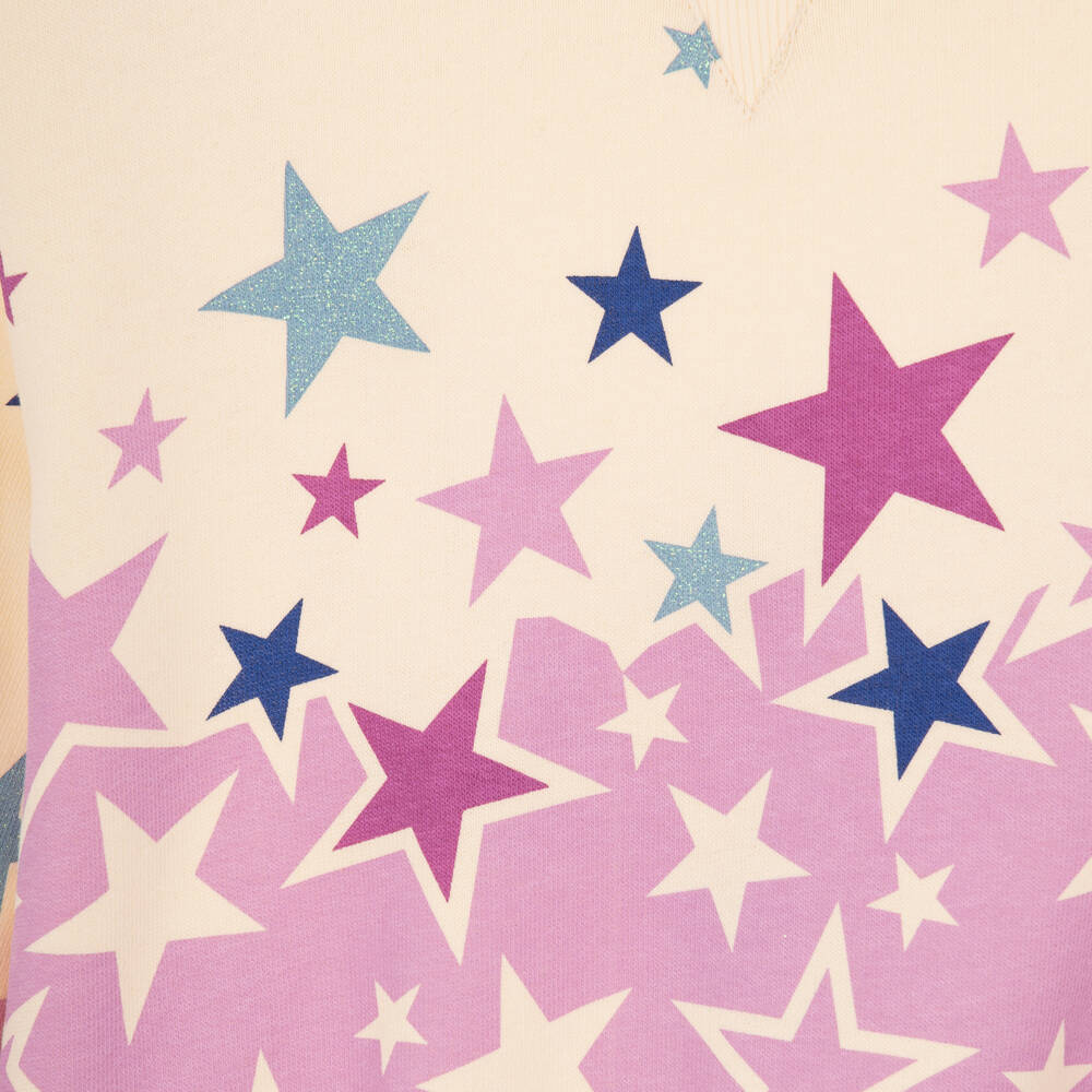 Joyday-Girls Ivory & Purple Star Print Sweatshirt | Childrensalon