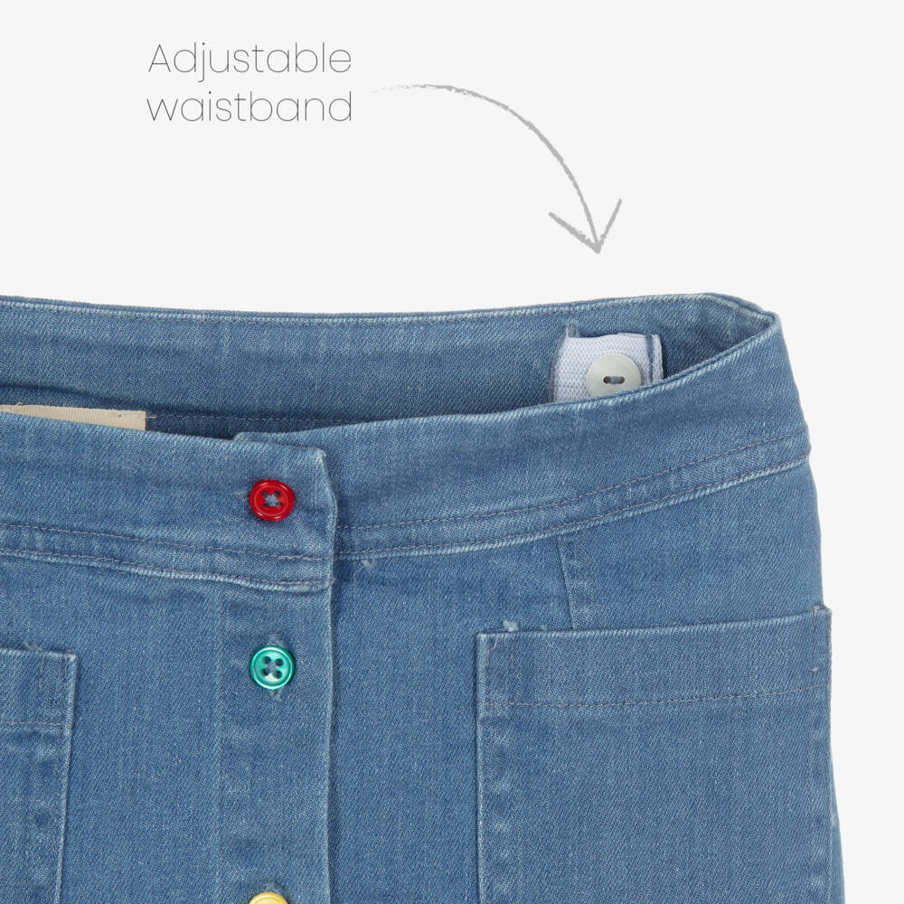 Joyday-Girls Ivory Top & Blue Denim Skirt Set | Childrensalon