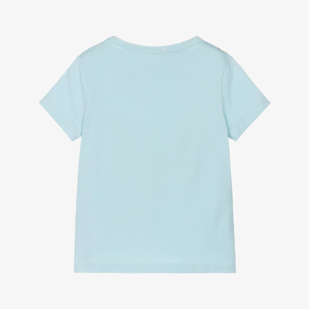 Joyday-Girls Pale Blue Cotton T-Shirt with Camera Graphic | Childrensalon