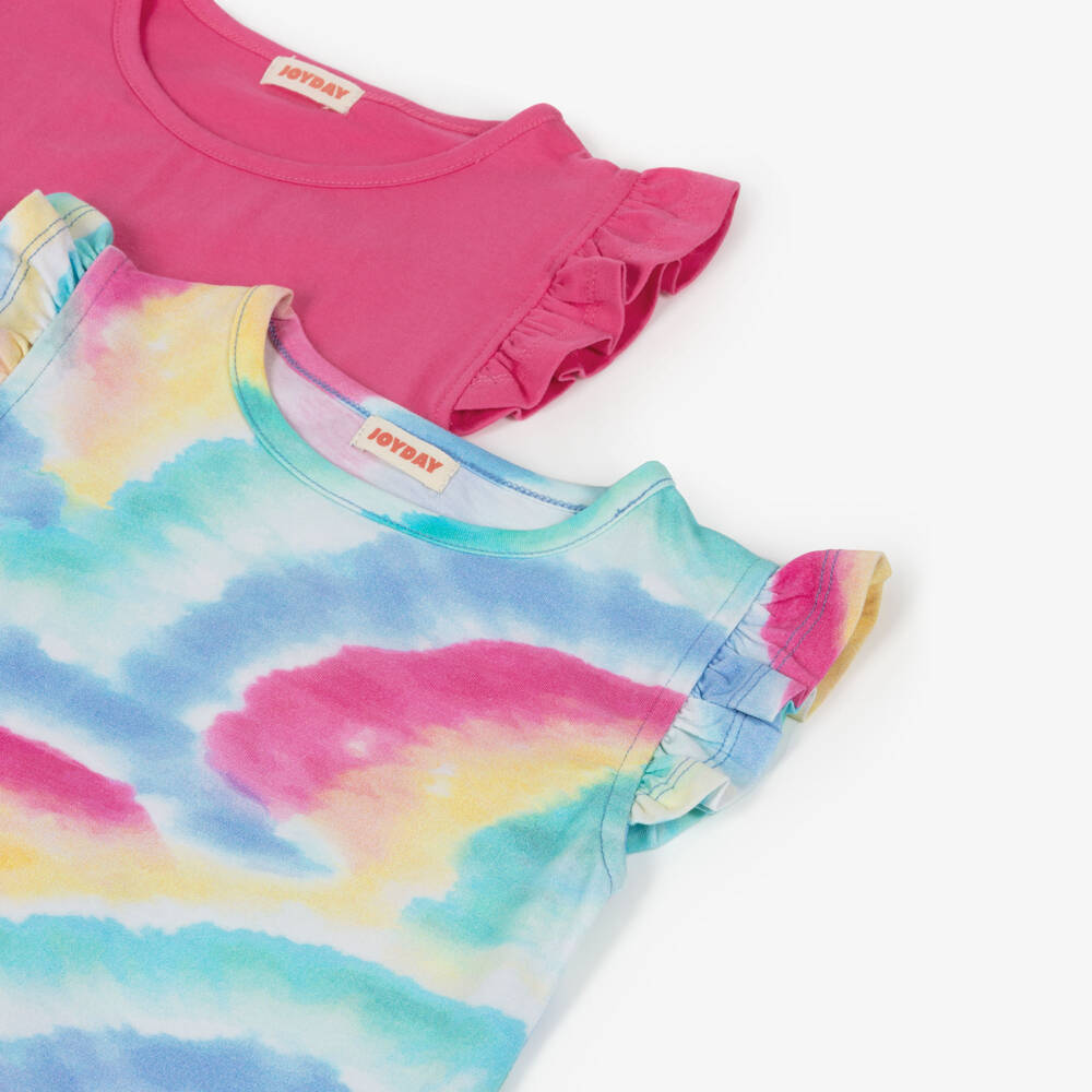 Joyday-Girls Pink & Blue Cotton T-Shirts (2 Pack) | Childrensalon