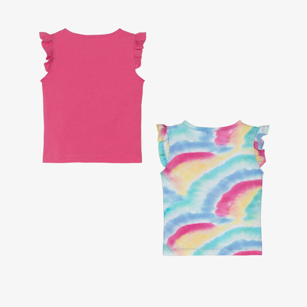Joyday-Girls Pink & Blue Cotton T-Shirts (2 Pack) | Childrensalon