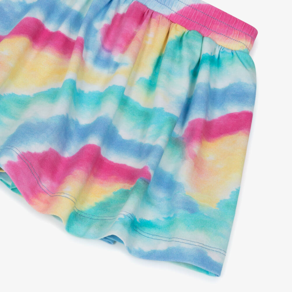 Joyday-Girls Pink & Blue Rainbow Cotton Skort Set | Childrensalon