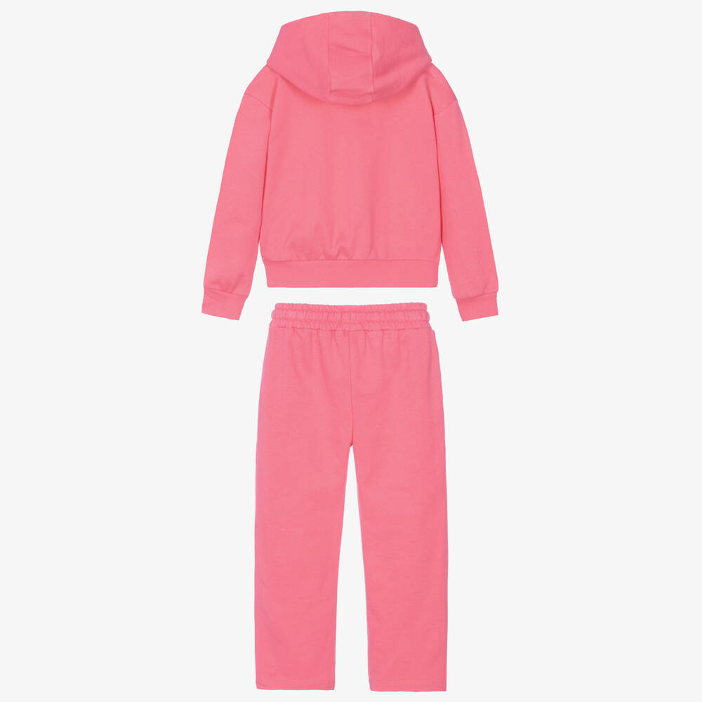 Joyday-Girls Pink Organic Cotton Wide Leg Tracksuit | Childrensalon