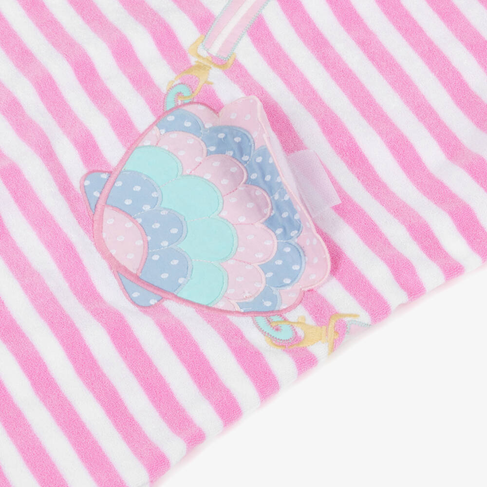 Joyday-Girls Pink Stripe Hooded Towelling Robe | Childrensalon