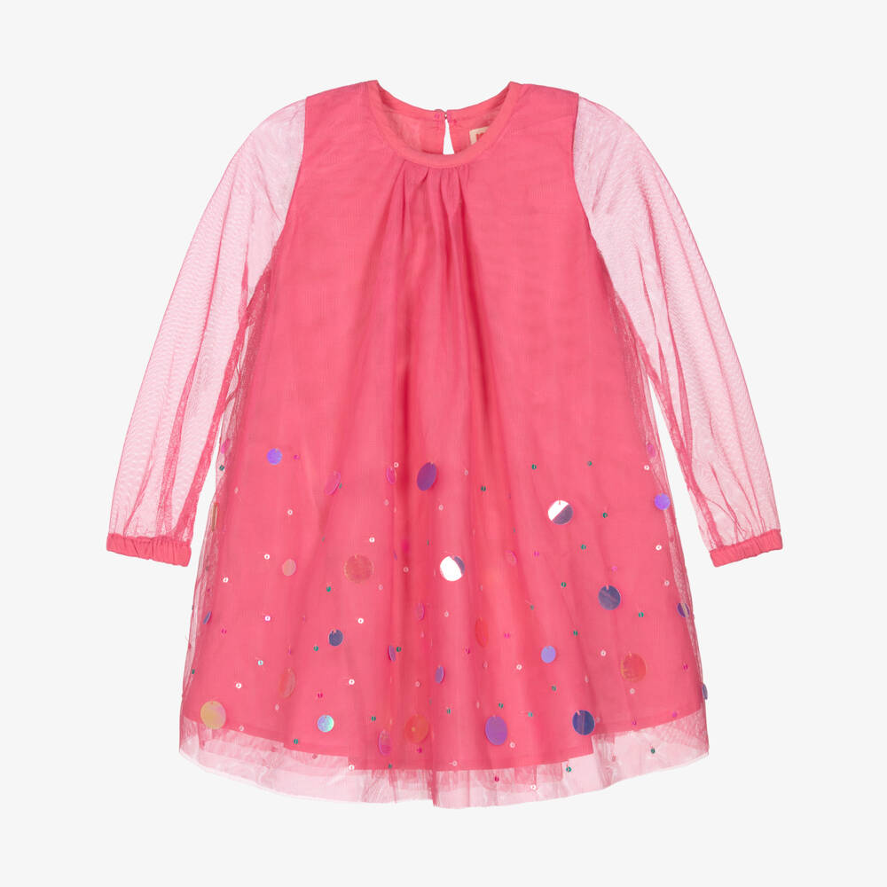 Joyday-Girls Pink Tulle Dress with Iridescent Sequins | Childrensalon