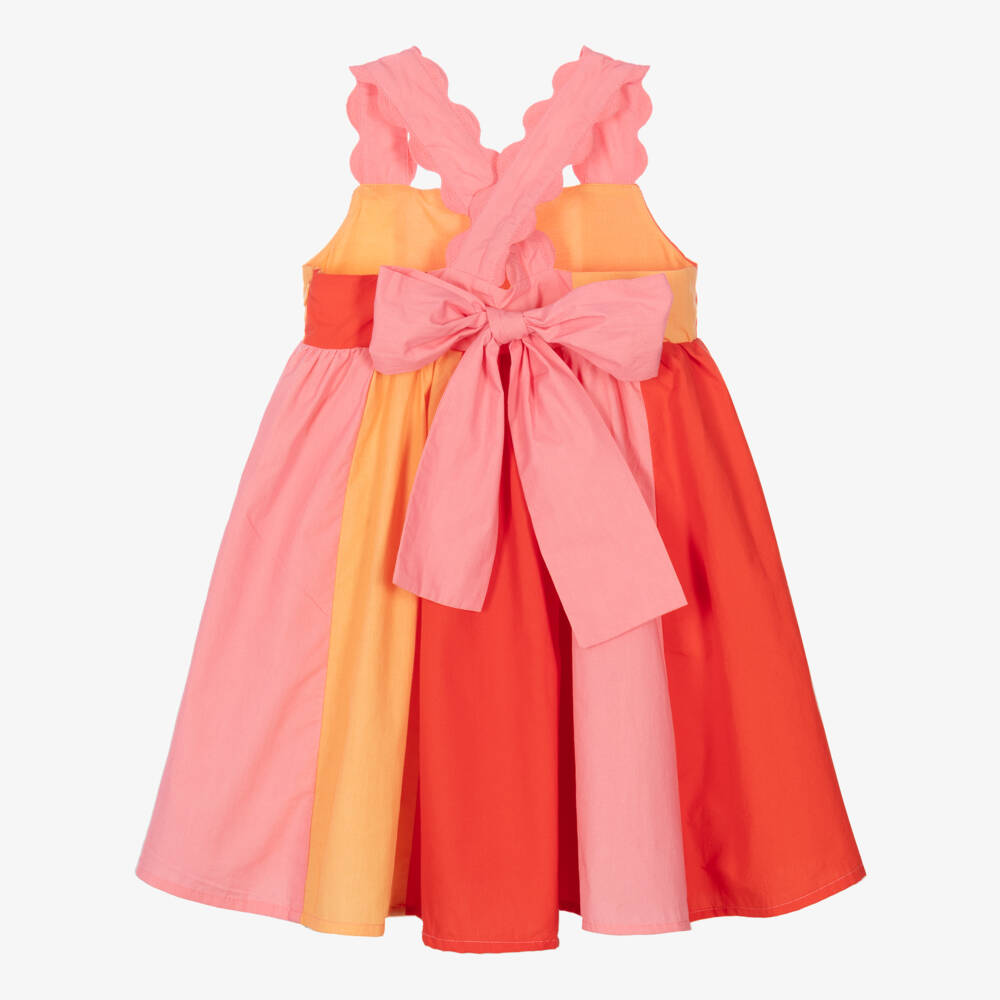 Joyday-Girls Red & Pink Cotton Dress | Childrensalon