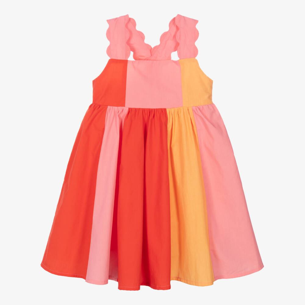 Joyday-Girls Red & Pink Cotton Dress | Childrensalon