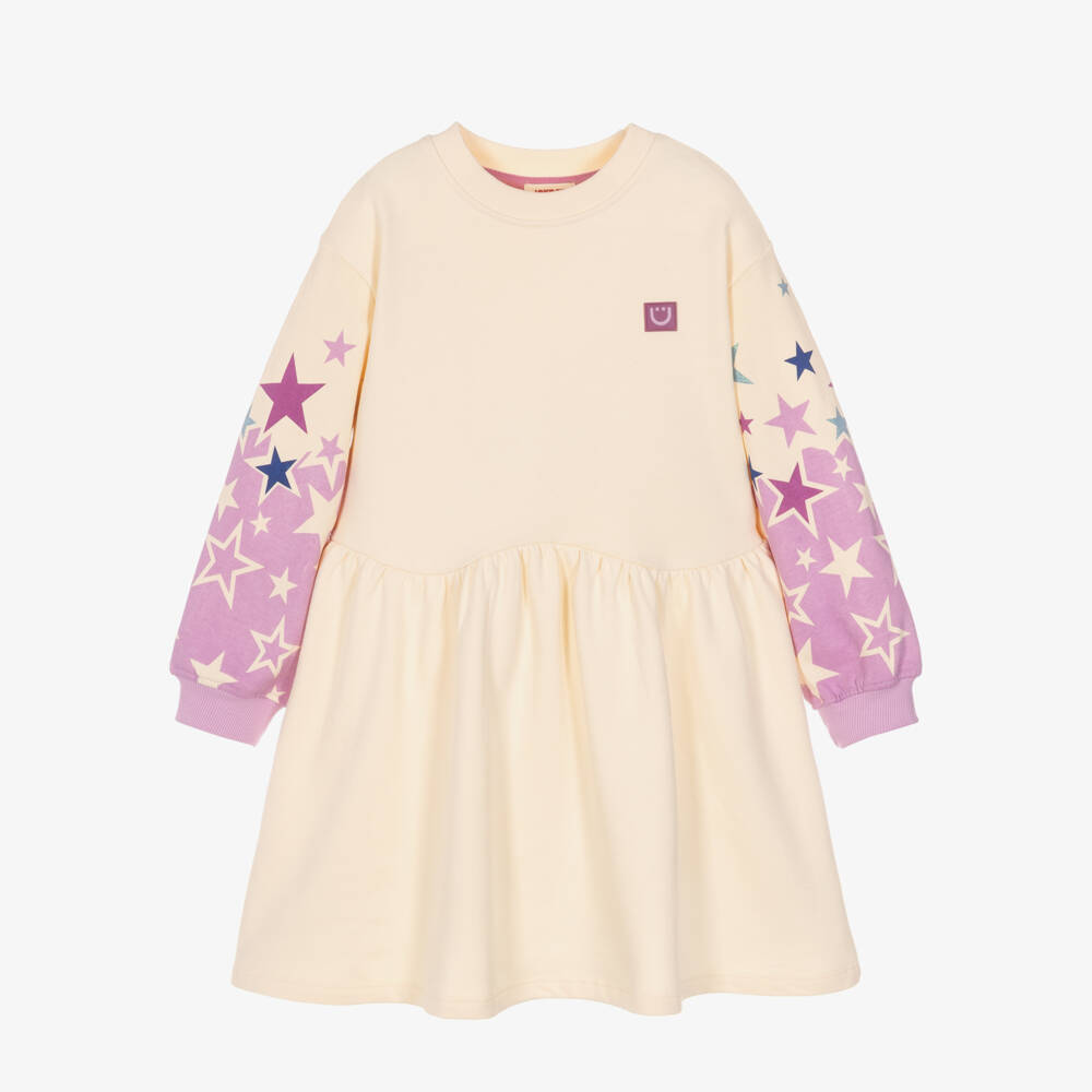 Joyday-Girls Star Print Sweatshirt Dress in Organic Cotton | Childrensalon