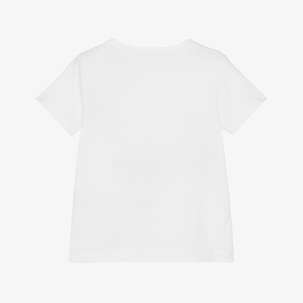 Joyday-Girls White Organic Cotton T-Shirt with Embroidered Flowers | Childrensalon