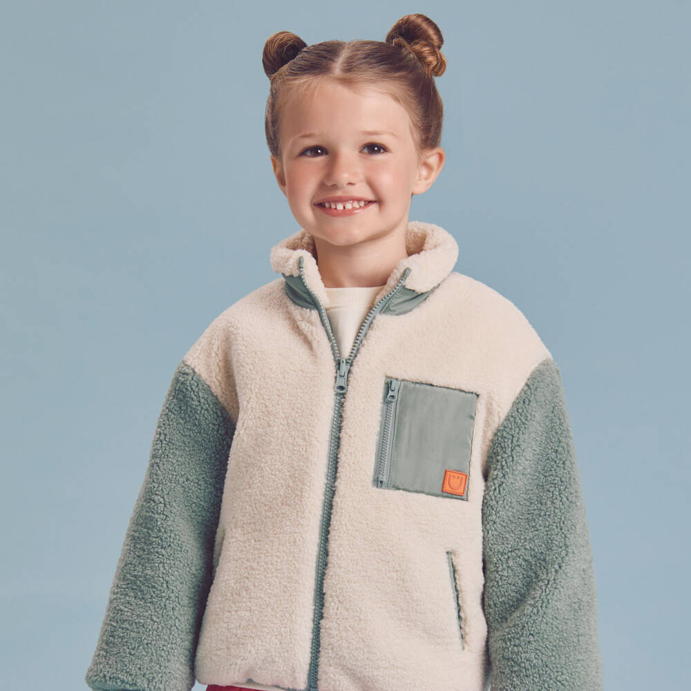 Joyday-Green & Ivory Reversible Sherpa Jacket | Childrensalon