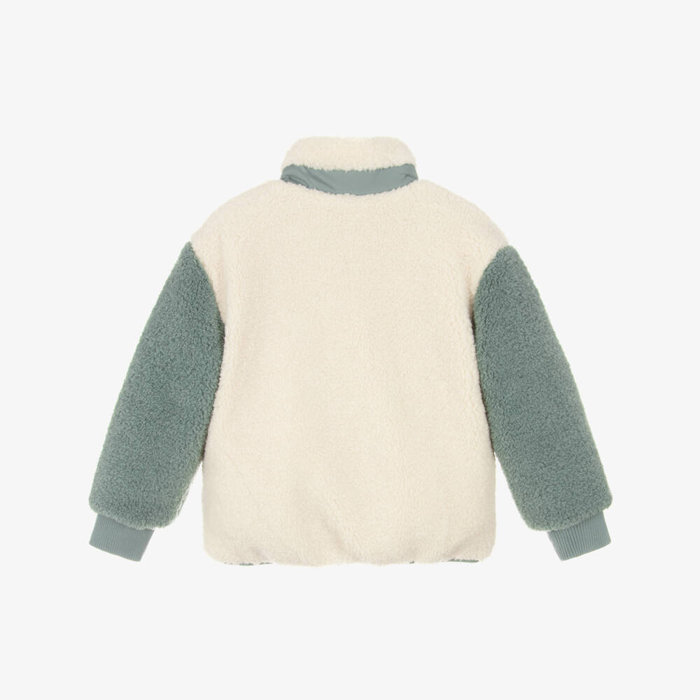 Joyday-جاكيت شيربا بوجهين لون عاجي وأخضر  | Childrensalon