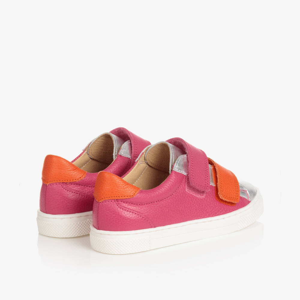 Joyday-Pink & Silver Leather Trainers | Childrensalon