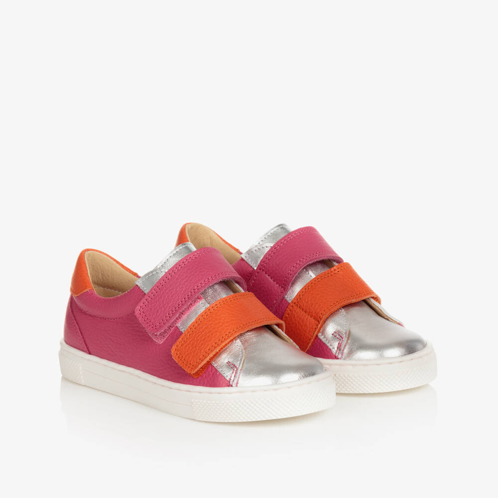 Joyday-Розово-серебристые кожаные кроссовки | Childrensalon