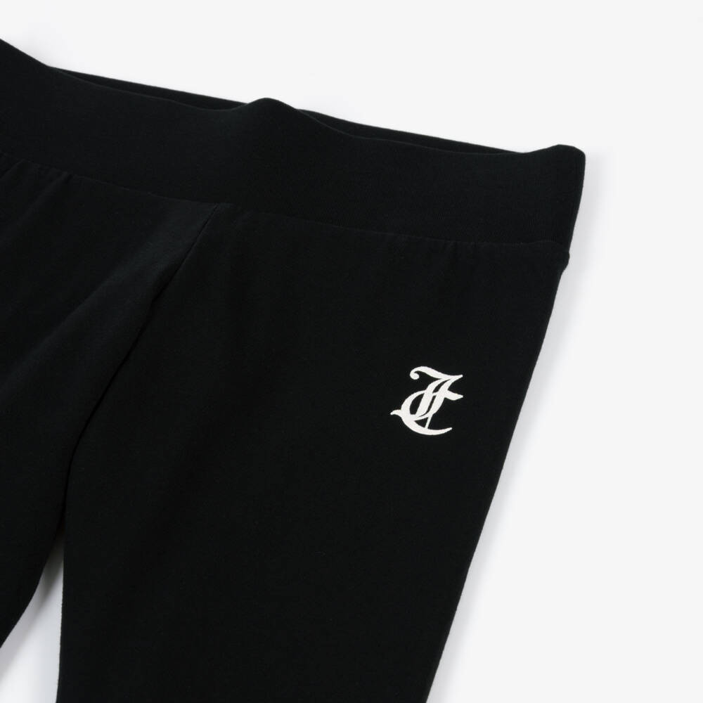Juicy Couture-Girls Black Cotton Leggings with Glitter Logo | Childrensalon