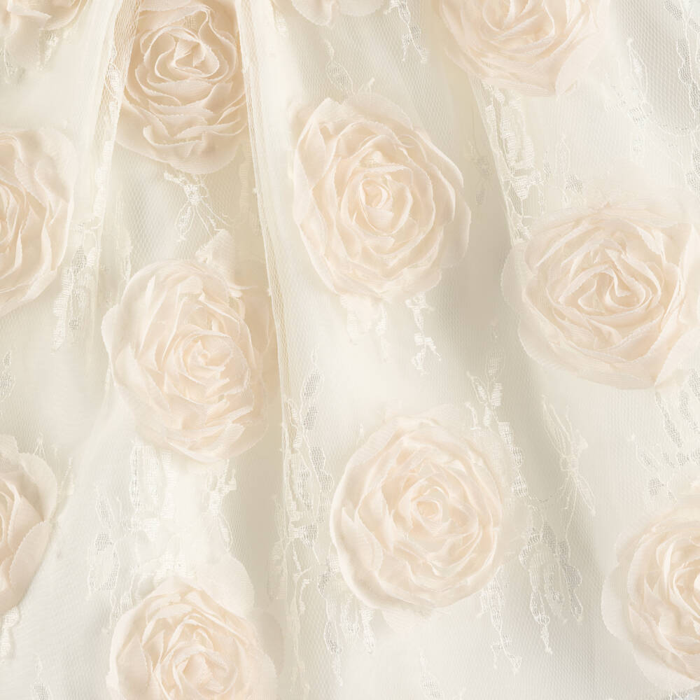 Junona-Baby Girls Ivory Flower Lace Dress with Tiered Collar | Childrensalon