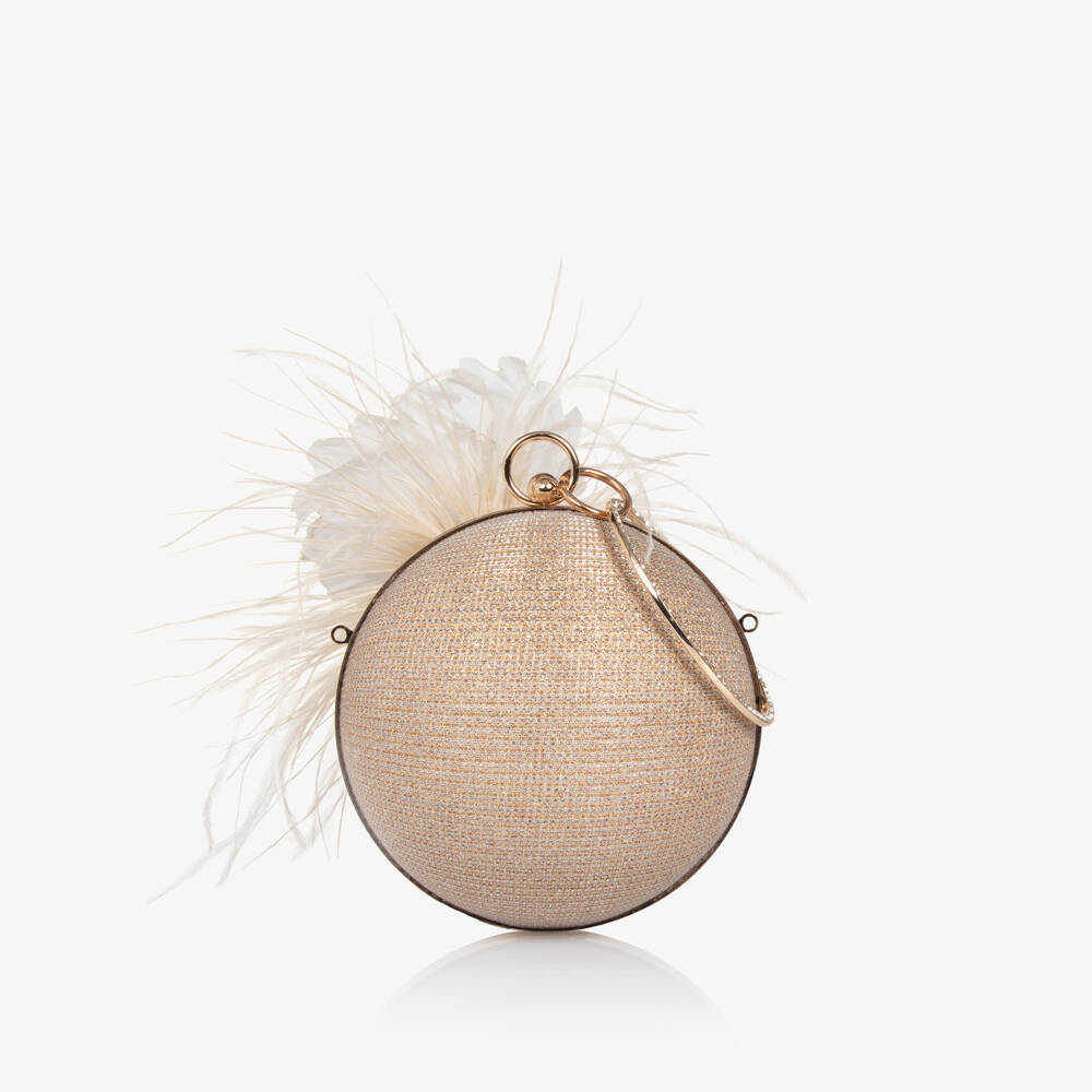 Junona-Girls Beige Shimmer Ball Bag (15cm) | Childrensalon