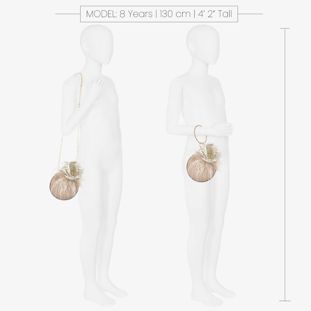 Junona-Girls Beige Shimmer Ball Bag (15cm) | Childrensalon