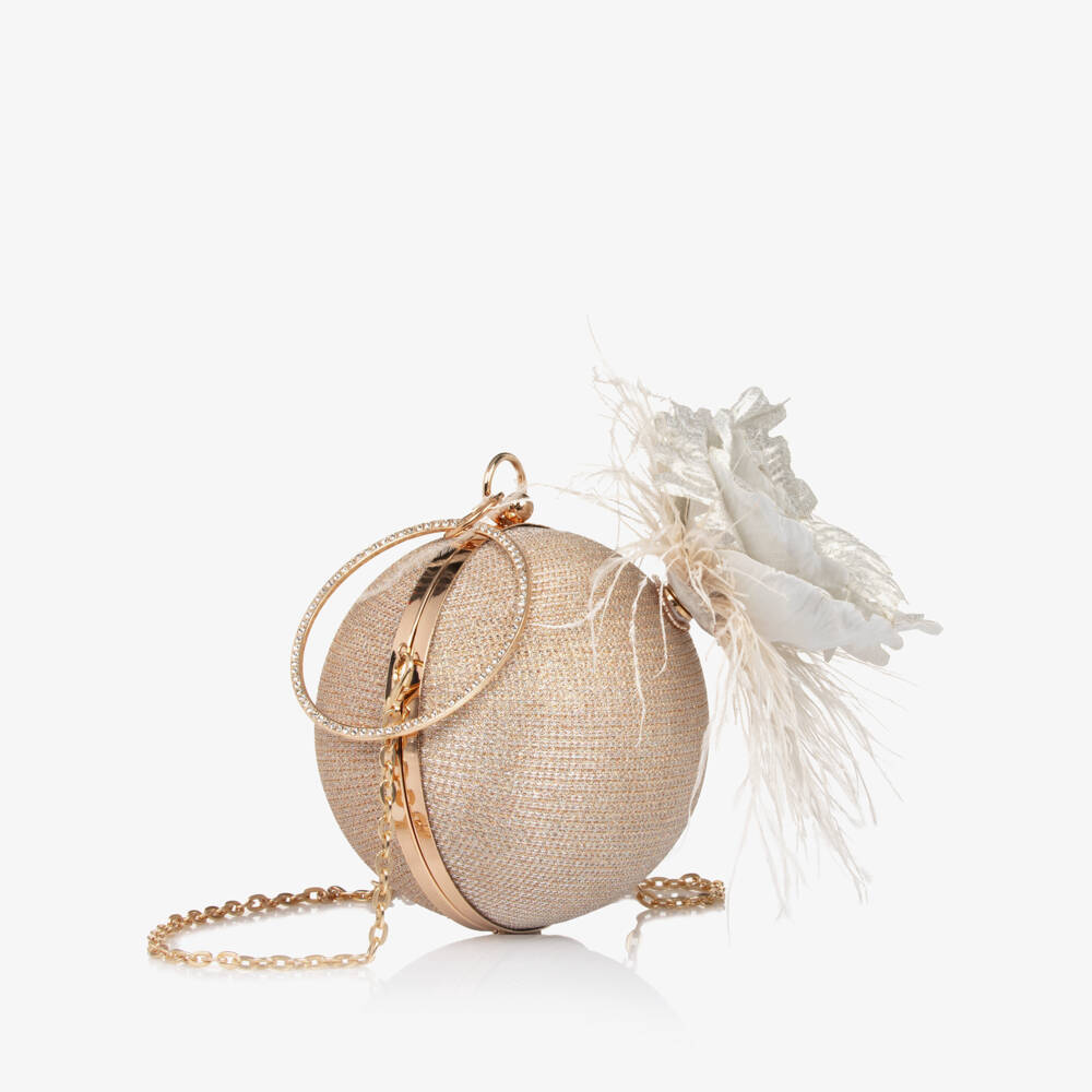 Junona-Girls Beige Shimmer Ball Bag (15cm) | Childrensalon