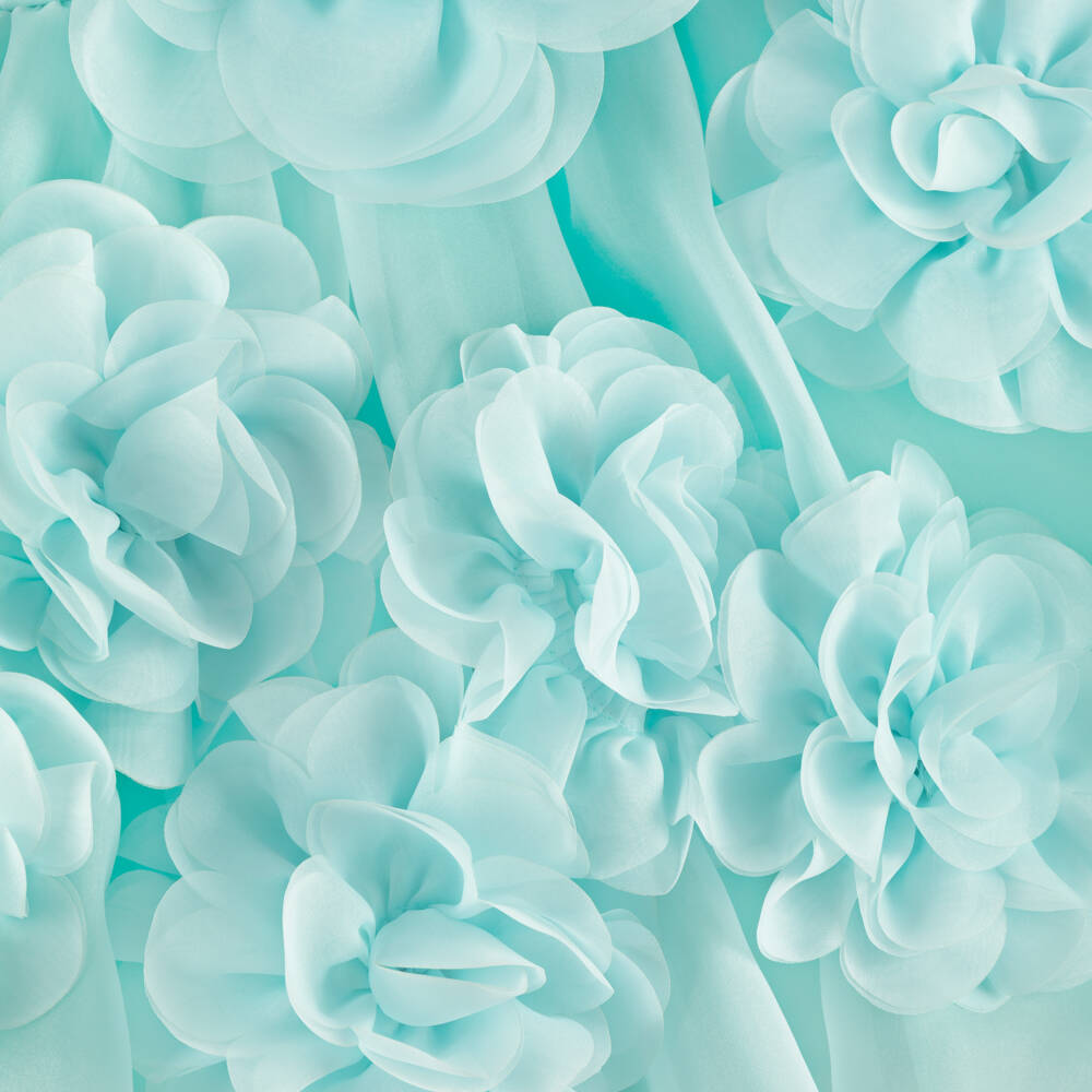 Junona-Girls Blue Floral Organza Dress | Childrensalon