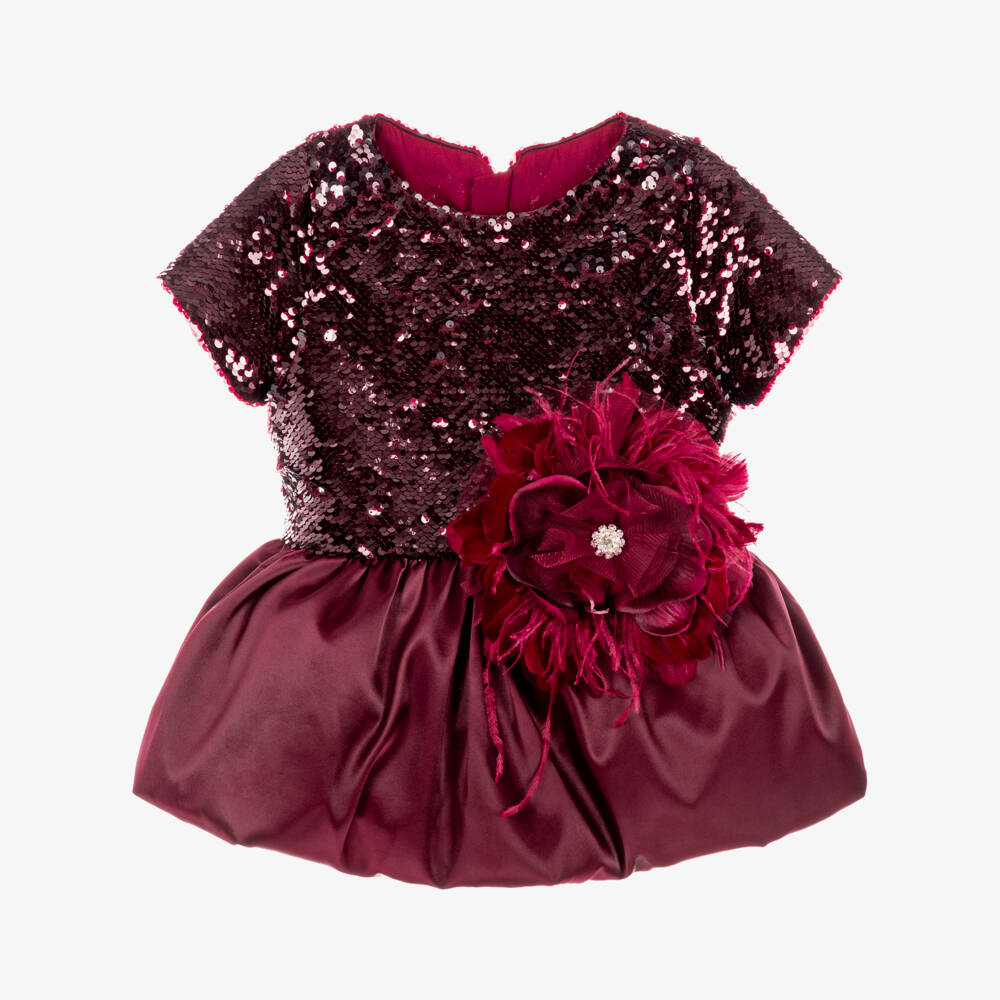 Junona-Girls Burgundy Red Blouse with Sequins | Childrensalon