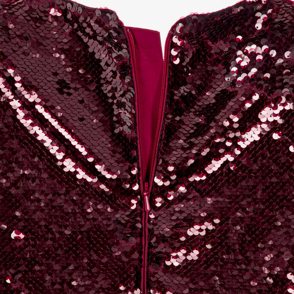 Junona-Girls Burgundy Red Blouse with Sequins | Childrensalon