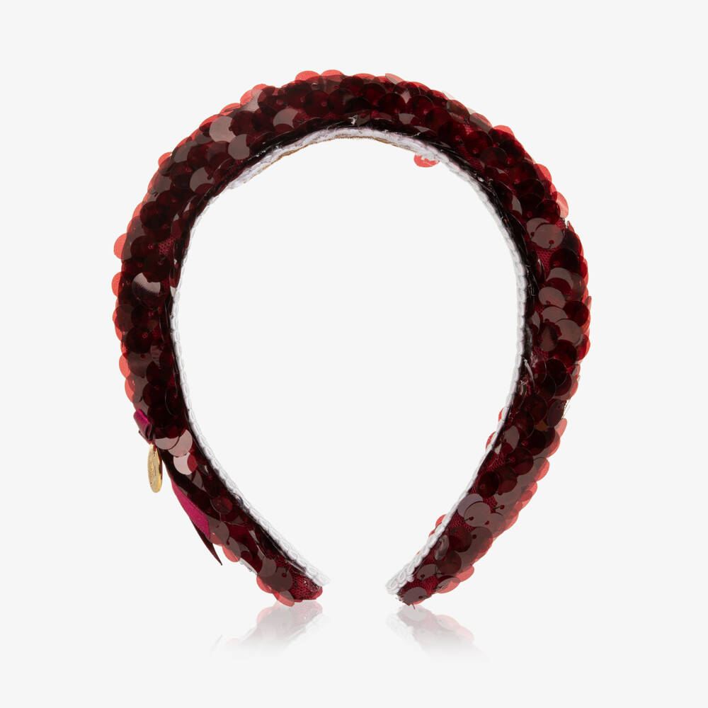 Junona-Girls Burgundy Red Sequinned Hairband | Childrensalon