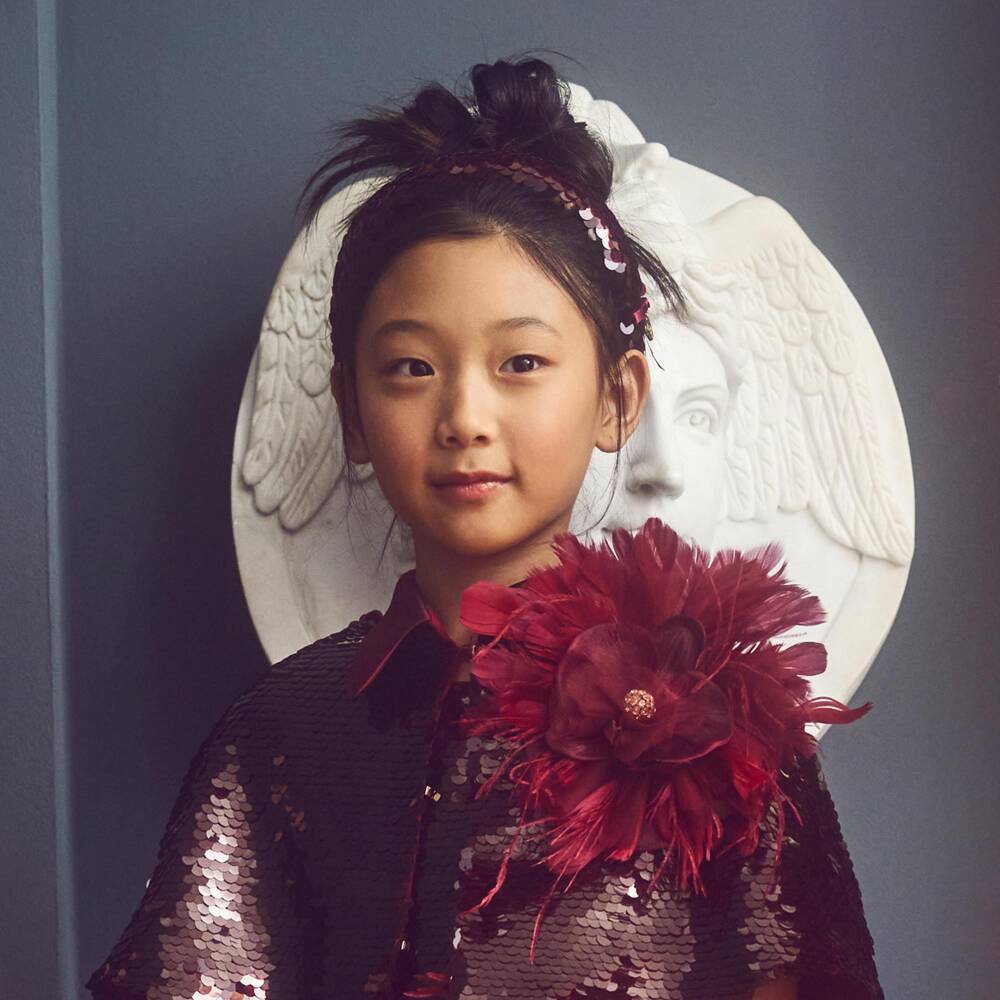 Junona-Girls Burgundy Red Sequinned Hairband | Childrensalon