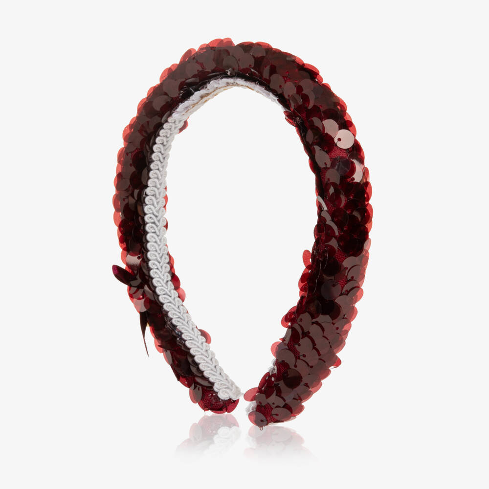Junona-Girls Burgundy Red Sequinned Hairband | Childrensalon