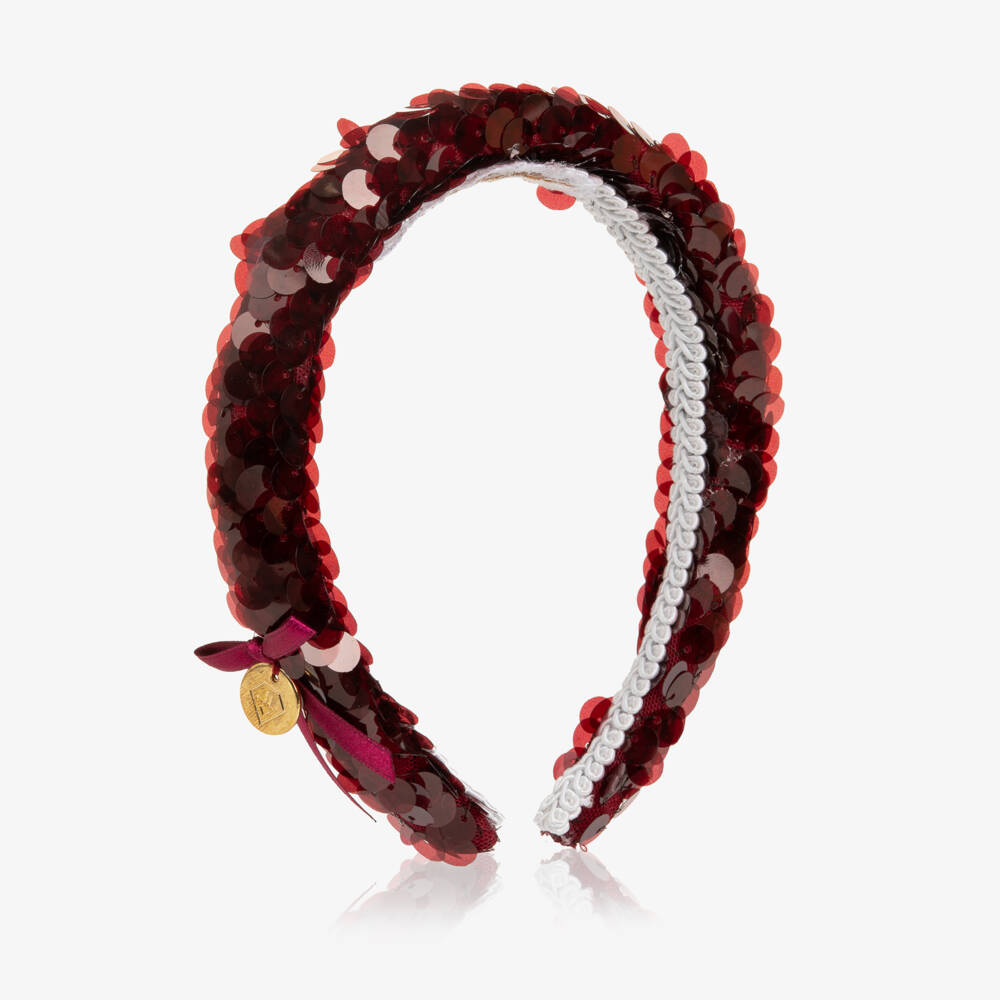 Junona-Girls Burgundy Red Sequinned Hairband | Childrensalon