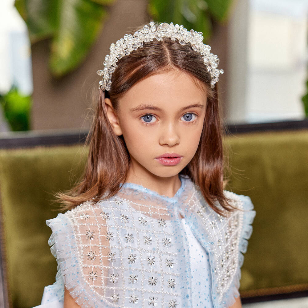 Junona-Girls Clear Beaded Abstract Floral Hairband | Childrensalon