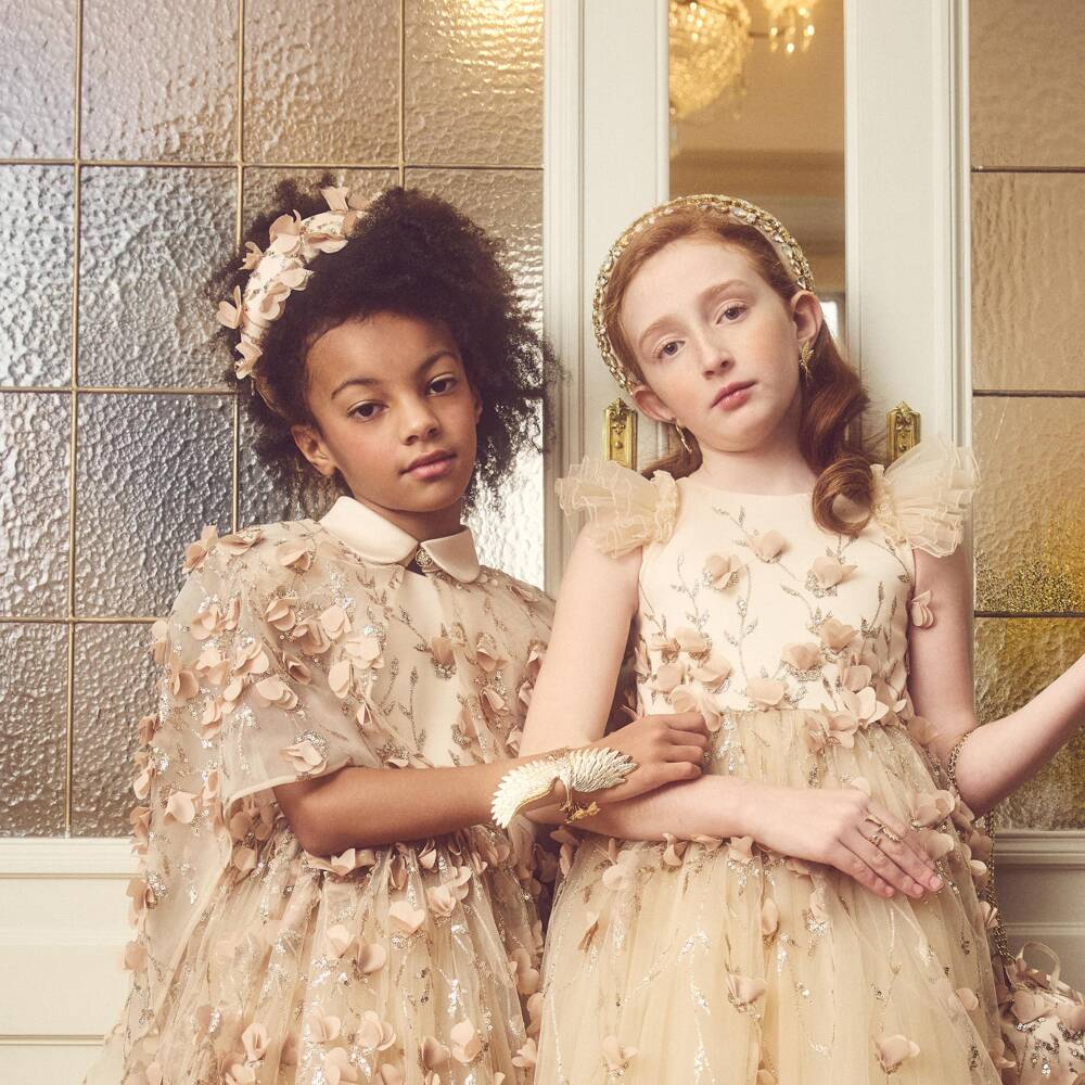 Junona-Girls Flower & Glitter Embellished Gold Hairband | Childrensalon
