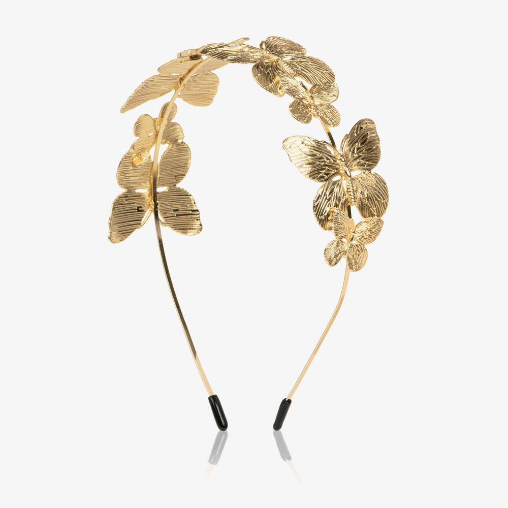 Junona-Girls Gold Butterfly Hairband | Childrensalon