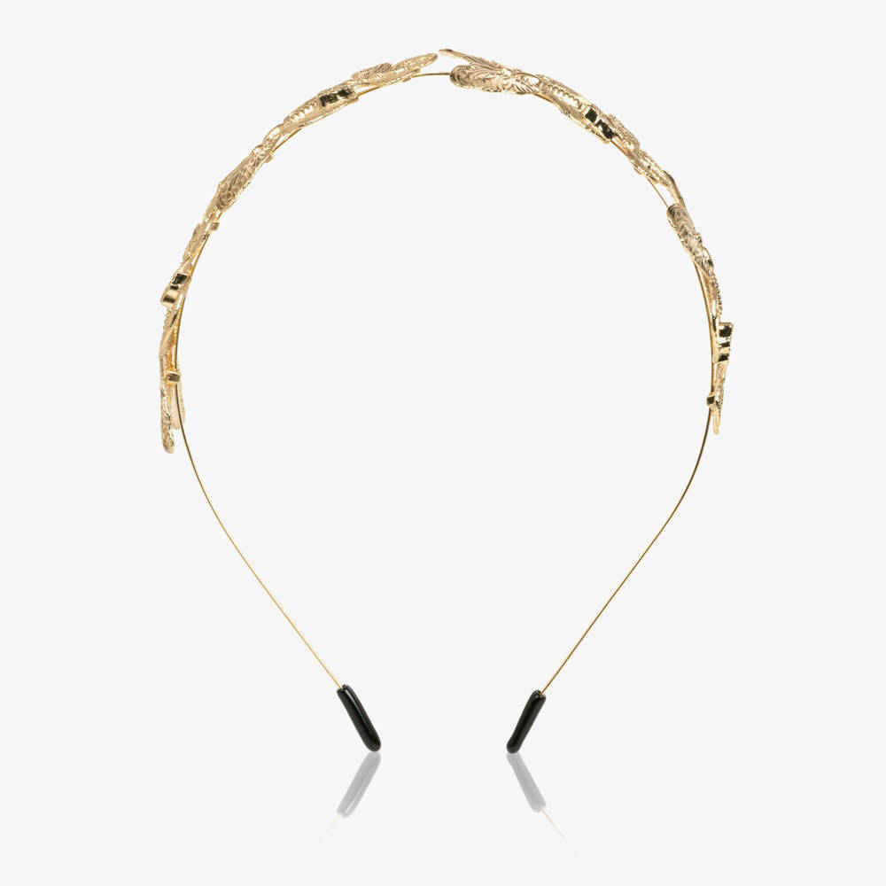 Junona-Girls Gold Butterfly Hairband | Childrensalon