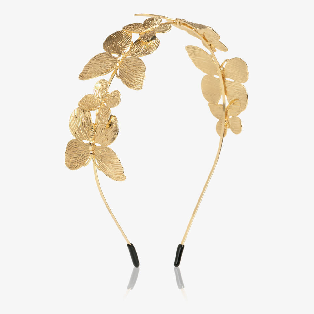 Junona-Girls Gold Butterfly Hairband | Childrensalon