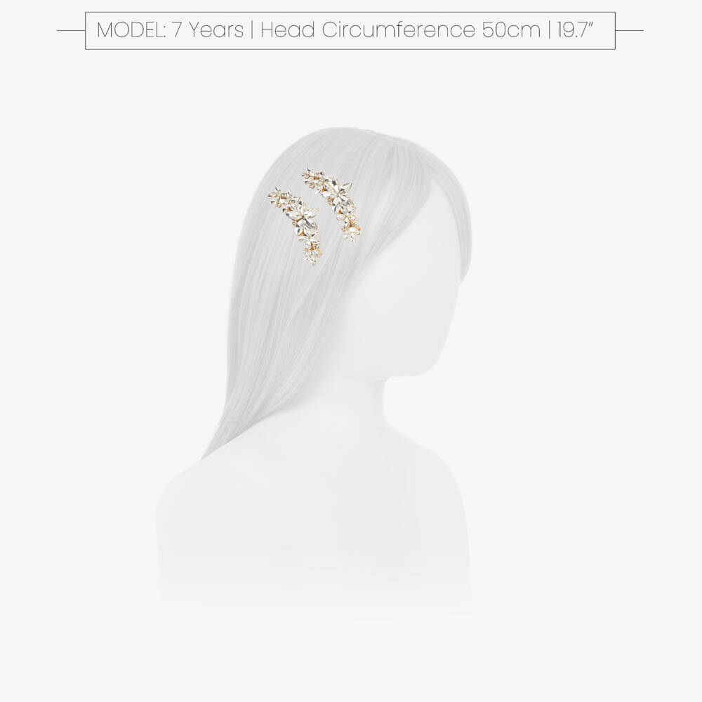 Junona-Girls Gold Floral Hair Clips (2 Pack) | Childrensalon