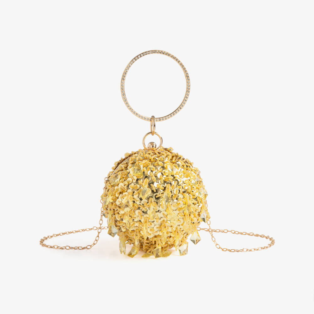 Junona-Girls Gold Sequin Globe Bag (14cm) | Childrensalon