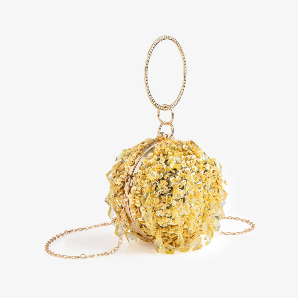 Junona-Girls Gold Sequin Globe Bag (14cm) | Childrensalon