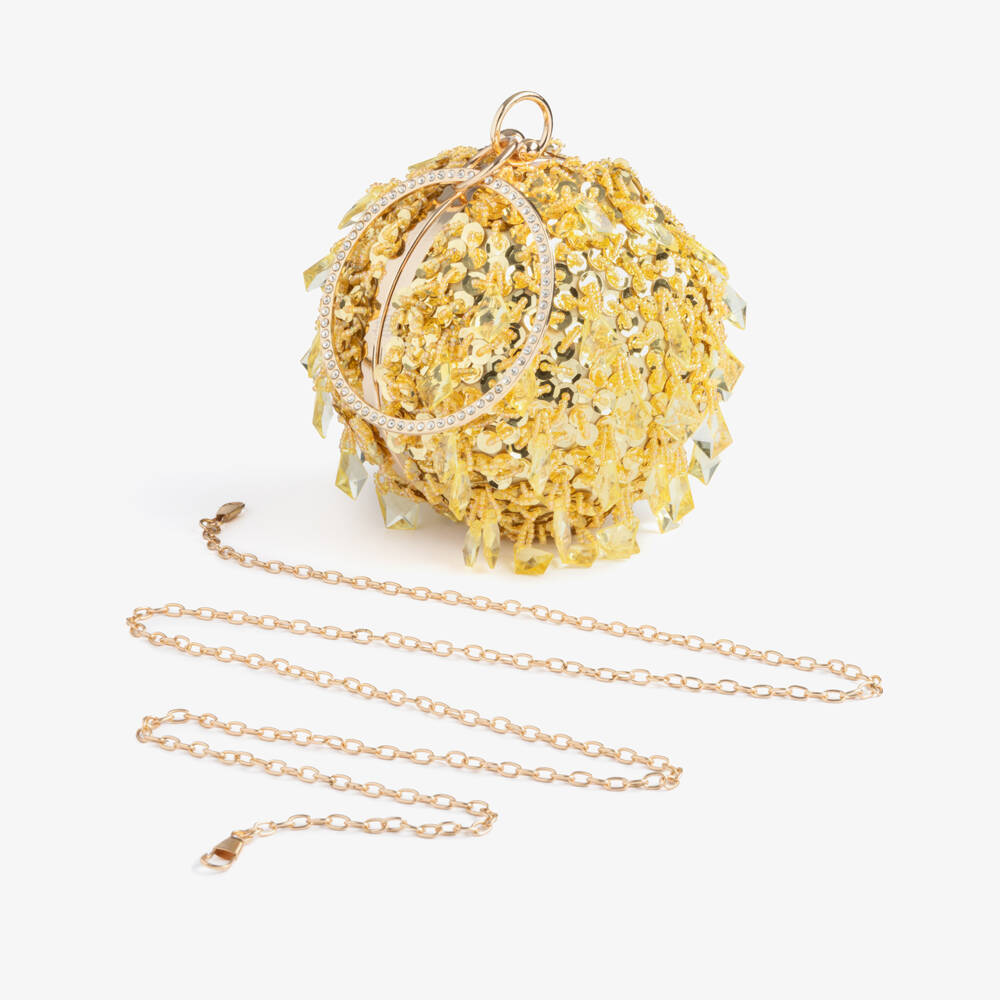Junona-Girls Gold Sequin Globe Bag (14cm) | Childrensalon