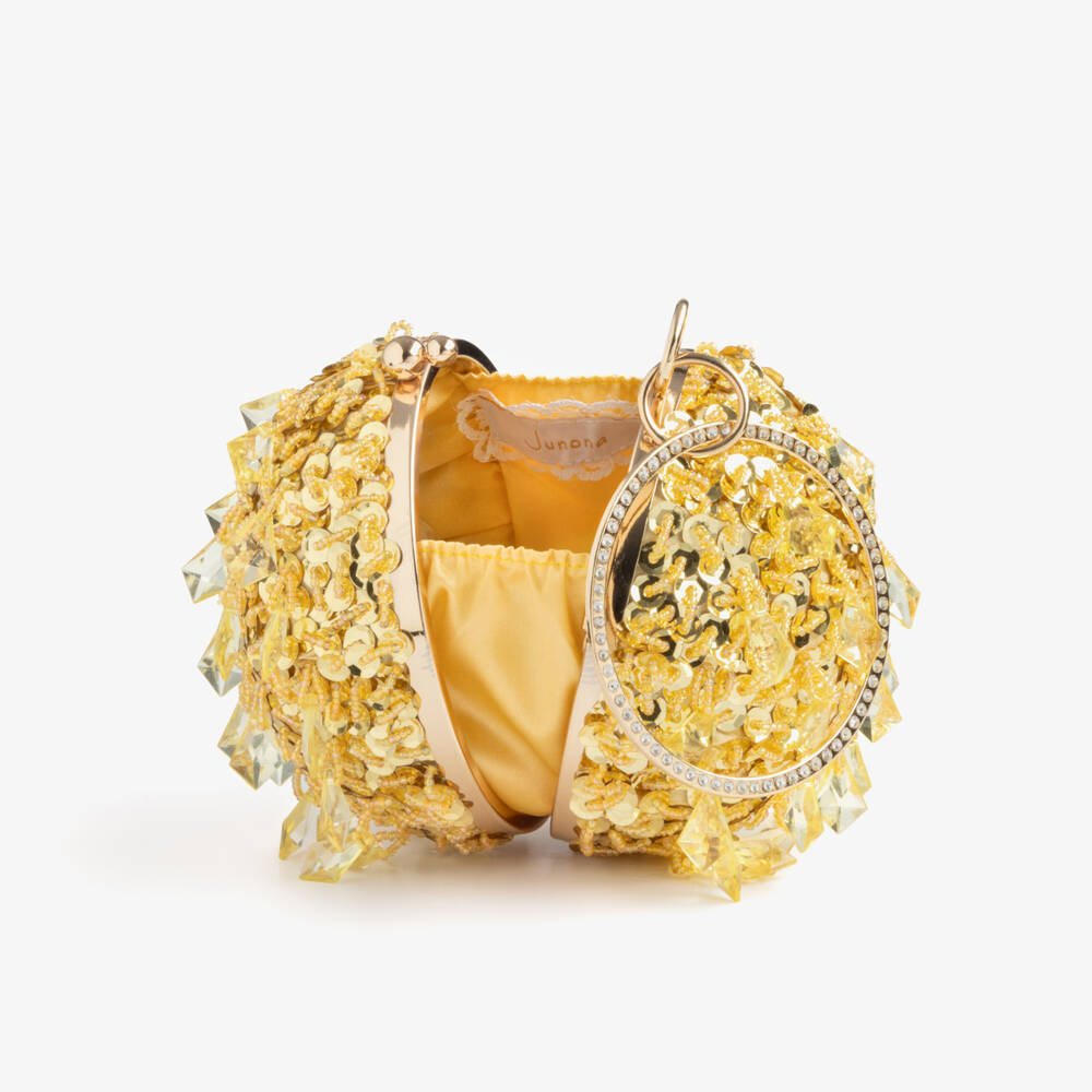 Junona-Girls Gold Sequin Globe Bag (14cm) | Childrensalon