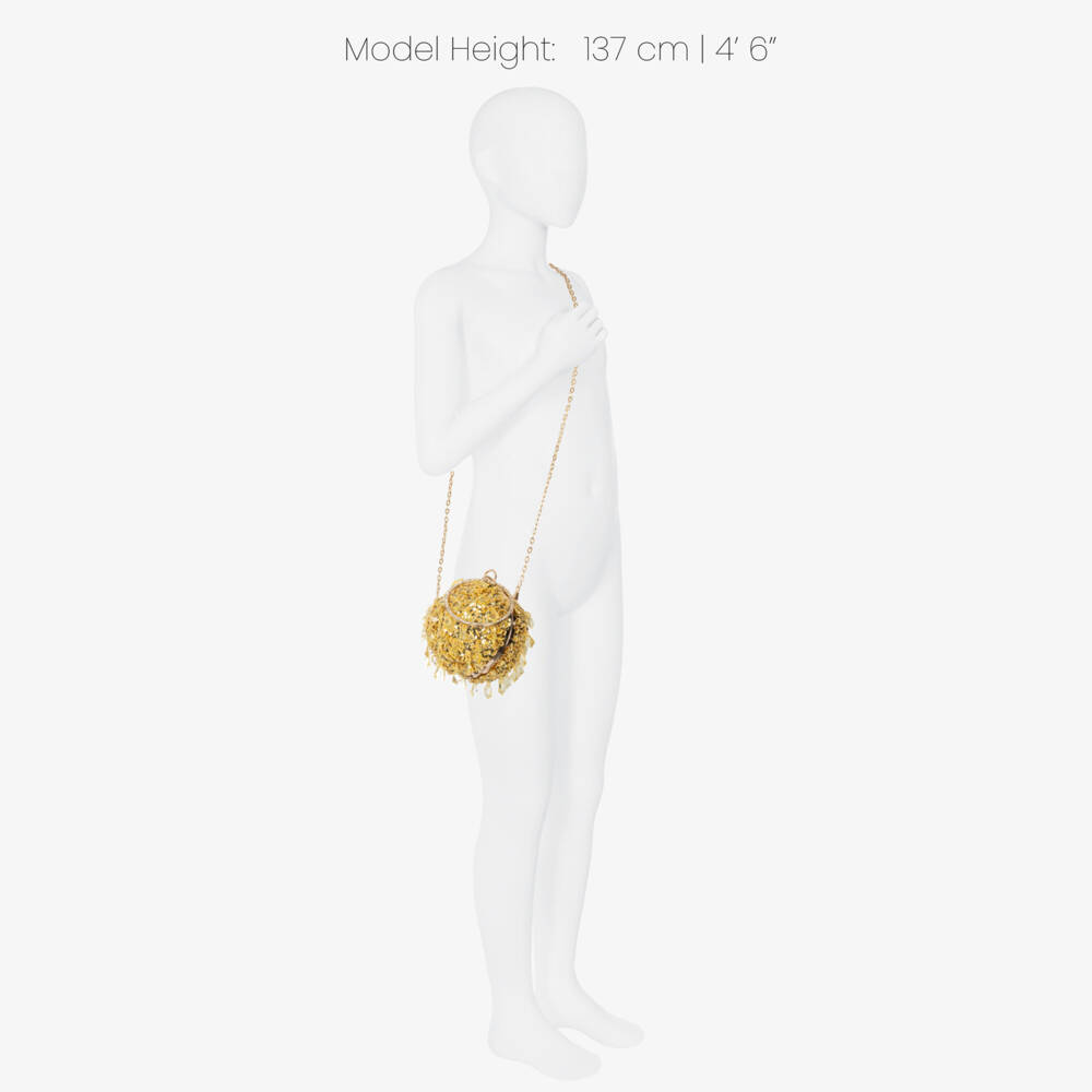 Junona-Girls Gold Sequin Globe Bag (14cm) | Childrensalon